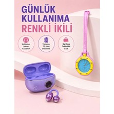 Lims Store Şarj Kutulu Kablosuz Kulaklık ve Pembe Çanta Charm Analog Saat Seti Müzik ve Aksesuar Bir Arada