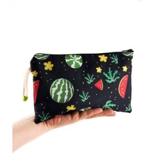 Ozka Concept Karpuz Meyve Desenli Kalemlik Fermuarlı Makyaj Çantası Orta Boy 12CM x 20CM