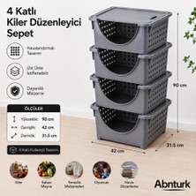 Abnturk 4 Katlı Açık Gri Patates Soğan Sebzelik Kiler Sepeti-Oyuncak Temizlik Çok Amaçlı Düzenleyici Sepet