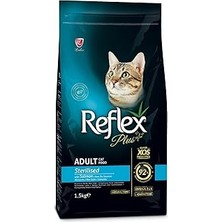 Uravas Store Reflex Plus Kısırlaştırılmış Yetişkin Kediler Için Somonlu Kedi Maması, 1,5 kg
