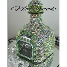 Ozka Concept Silver Diamond Bling Bedazzled Patron Alcohol Bottle 8.5 x 11 Inches 110 Wide Ruled Pages