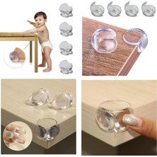 3D Sepetim Bebek Çocuk Yumuşak ve Esnek Dairesel Şeffaf Yapışkanlı Güvenlik Köşe Koruyucu (4 Adet)
