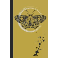 Ozka Concept Notebook. Moth With Ink Splatter. Yellow. 120 Lined Pages. Softbound/paperback (5.25X8 In)