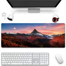 Sonictouch Klavye Mousepad 32X70CM Dikişsiz Pürüzsüz Sıvı Geçirmez Kaymaz Taban Kızıl Dağlar