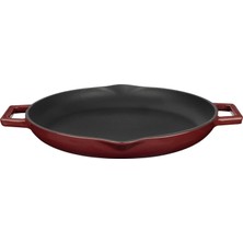 Ozka Concept Lava Döküm Yuvarlak Kızartma Tavası Döküm Demir Yekpare Çift Kulplu ÇAP(Ø)30CM.-BORDO