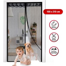 Uravas Store Mıknatıslı Kapı Sinekliği Siyah 100X210 cm Otomatik Kapanan Manyetik Tül Sineklik