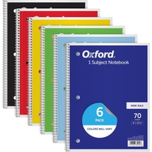 Ozka Concept Oxford Spiral Defter - 6'lı Set, Geniş Çizgili