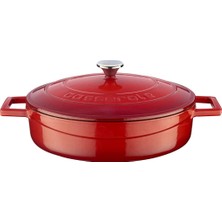 Ozka Concept Lava Döküm Çok Amaçlı Yayvan Tencere, Trendy, 24CM, Kırmızı