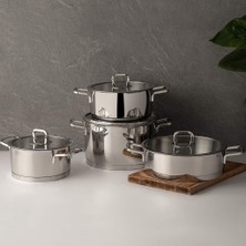 Ozka Concept Silver Klasik 6 Parça Derin Paslanmaz Çelik Tencere Seti