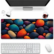 Sonictouch Klavye Mousepad 32X70CM Dikişsiz Pürüzsüz Sıvı Geçirmez Kaymaz Taban Kintsugi Çakılları