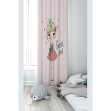 Ozka Concept Pelangi Sweet Girl Desenli Dijital Baskı Yıkanabilir Bebek Çocuk Odası Fon Perdesi, Pudra 140 x 240