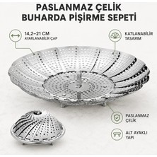PratikBir Paslanmaz Çelik Buharda Pişirme Sepeti