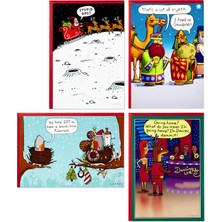 Ozka Concept Hallmark Shoebox Eğlenceli Noel Kartı Çeşitleri, Çizgi Film (4 Tasarım, Zarflı 24 Noel Kartı)