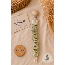 Nünüco Atelier Bebek Emzik Askısı Ahşap Klipsli %100 Pamuk Kumaş Desenli Model