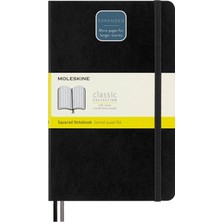 Ozka Concept Moleskine Kareli Kalin Siyah Defter L Boy Yumuşak Kapak (Expanded)