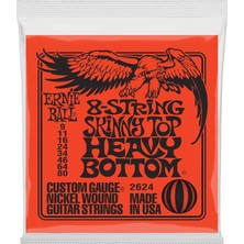 Ozka Concept Ernie Ball Sıska Üst Ağır Alt Slinky 8-String Elektro Gitar Telleri, Ölçü 9-80