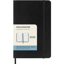 Ozka Concept Moleskine Klasik 12 Aylık 2025 Aylık Planlayıcı, Yumuşak Kapak, Cep (3.5" x 5.5"), Siyah, 128 Sayfa