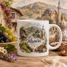 Ajans 313 Manisa Temalı Memleket Kupası – 45 Manisa Şehzadeler Şehri Suluboya Tasarımlı Seramik Kupa