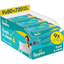 Ozka Concept Pampers Fresh&clean Bebek Islak Havlu 9 Paket 720 Yaprak