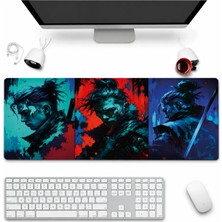 Sonictouch Klavye Mousepad 32X70CM Dikişsiz Pürüzsüz Sıvı Geçirmez Kaymaz Taban Neon Samurai