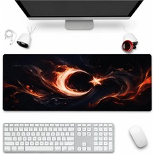 Sonictouch Klavye Mousepad 32X70CM Dikişsiz Pürüzsüz Sıvı Geçirmez Kaymaz Taban Alev Hilali