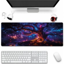 Sonictouch Klavye Mousepad 32X70CM Dikişsiz Pürüzsüz Sıvı Geçirmez Kaymaz Taban Neon Hayat Ağacı