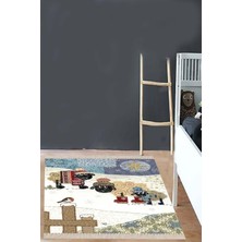 Ozka Concept Pelangi Desenli Çocuk Odası Halısı, Mavi-Beyaz 40 x 40