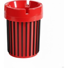 Ozka Concept Kırmızı Siyah Çizgili Küllük | Plastik Küllük | Masaüstü & Balkon Kullanımına Uygun