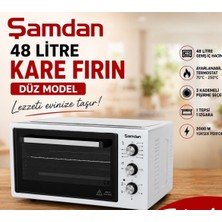 Şamdan 48 Litre Düz Model Kare Fırın - Beyaz