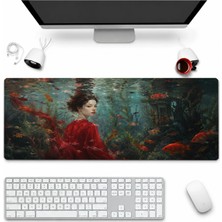 Sonictouch Klavye Mousepad 32X70CM Dikişsiz Pürüzsüz Sıvı Geçirmez Kaymaz Taban Kızıl Akvaryum