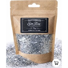 Ozka Concept Gümüş Glitter Toz Sim, 75GR, Metalik, 1mm Altıgen Kesim, Polyester, Tırnak Sanatı Makyaj Epoksi Dek