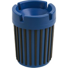 Ozka Concept Mavi-Bej-Gri-Sarı Çizgili Küllük – Araç Içi, 12X9 Cm, Kapaklı, Koku Duman Hapseden Tasarım (Mavi