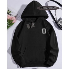 Tarzsokak Kapşonlu Sweatshirt Siyah O Harfi Isme Özel Tasarım