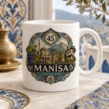 Ajans 313 Manisa Temalı Memleket Kupası – 45 Manisa Şehzadeler Şehri Geleneksel Çini Motifli Seramik Kupa