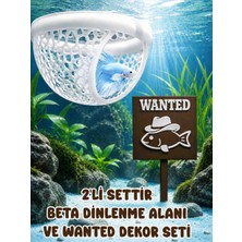 Mdizmir 2'li Set Beta Dinlenme Alanı ve Wanted Dekoru Seti Beta Balıgı Dinlenme Alanı Küçük Akvaryum ve Büyük Akvaryum Uygundur