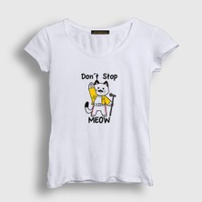 Presmono Kadın Beyaz Meow Queen Freddie Mercury T-Shirt