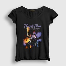Presmono Kadın Siyah Purple Rain Prince T-Shirt