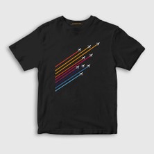 Presmono Unisex Çocuk Siyah Show Pilot Airplane Uçak T-Shirt