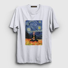 Presmono Unisex Beyaz Starry Night Frida Kahlo T-Shirt