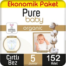 Ozka Concept Pure Baby Organik Pamuklu Cırtlı Bez Ekonomik Paket 5 Numara Junior 152 Adet