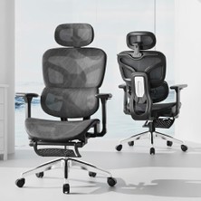 Ozka Concept X200 Pro Fileli Ofis Çalışma Sandalyesi Ayak Uzatmalı (Siyah)