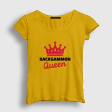 Presmono Kadın Sarı Backgammon Queen Tavla Kraliçesi Oyun T-Shirt