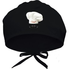 Ozka Concept Tasarım Bıyıklı Chef Baskılı Cerrahi Bone - Doktor Hemşire Bonesi Hastane Bonesi