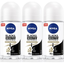 Ozka Concept Kadın Roll On Deodorant Black&white Invisible Ipeksi PÜRÜZSÜZLÜK,48SAAT Koruma 50MLX3