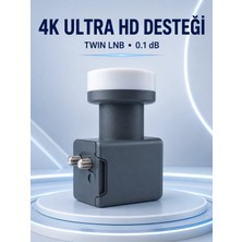 Marsilyan Uydu Anten Lnb Twin Çıkışlı 0.1 Db Ku Band 4K Ultra Hd Uyumlu