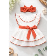 BS Hood Kız Bebek Çocuk Müslin Bandanalı Elbise