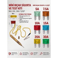 Teknolojik Garaj Oto Elektrik Kontrol Kalemi + 21'li Mini Bıcak Sigorta Seti (Araç Devre Test ve Sigorta Kit)