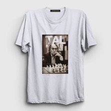 Presmono Unisex Beyaz Mikhail Tal Büyükusta Satranç T-Shirt
