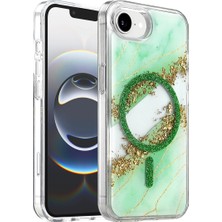 Poyraz Market Onegif Apple iPhone 17E Lotus Simli Magsafe Kapak - Yeşil