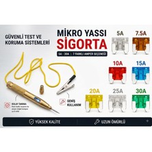 Teknolojik Garaj Oto Elektrik Kontrol Kalemi + 21'li Mikro Yassı Sigorta Seti (Araç Devre Test ve Sigorta Kit)